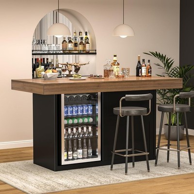 Bar Height Table with Fridge Space, 41.1'' H Counter Height Pub Tall Dining Table