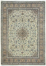 8x12 ft Vintage Hand-Knotted Cream Wool Oriental Rug Floral Living Room  Carpet