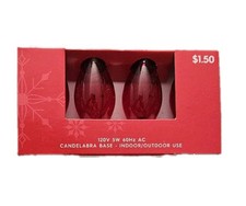 NEW HOLIDAY TIME 1 BOX OF 4 C7 REPLACEMENT RED CANDELABRA BASE BULBS CHRISTMAS