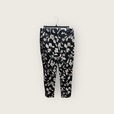 Chicos So Slimming Brigitte Slim Leg Pants sz 1 US 8 Black White Floral Leaf