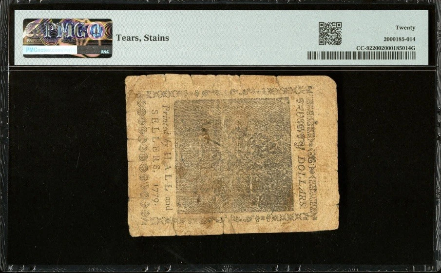 1779 American Revolution $20 Colonial Continental Banknote Currency CC-92 PMG 20 - Image 2 of 4