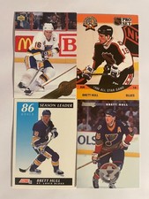 Lot of Four Brett Hull Hockey Cards including Upper Deck All World Team Card #W2