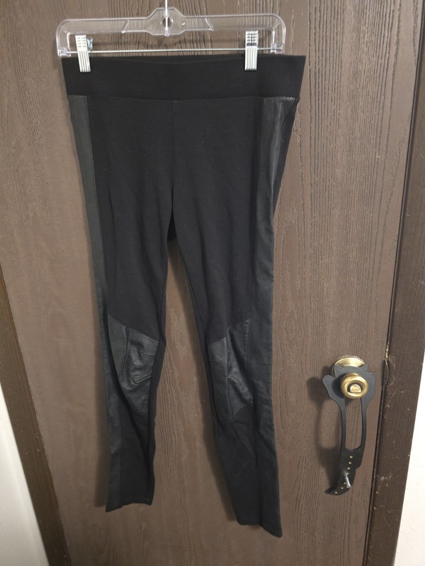 CAbi Black Faux Leather Solid Ankle Leggings Women's Regular Size S