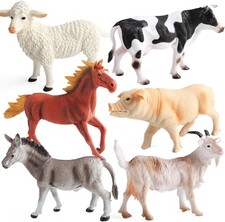 6 PCS Farm Animal Toys for Kids Cow Donkey Sheep Goat Horse Realistic Figurines