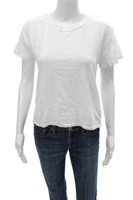 Perfect White Tee Womens Basic White Crewneck Cotton Short Sleeve Tshirt Size S