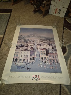 SIGNED ORIGINAL Delacroix 1996 Atlanta Olympics Art     Official USOC Print
