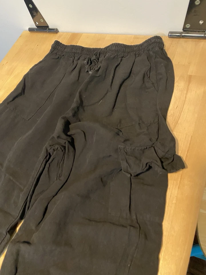 Calça Baci Ponte Suéter Malha Perna Larga Feminina M Puxar Bolsos Laterais - Imagem 3 de 4