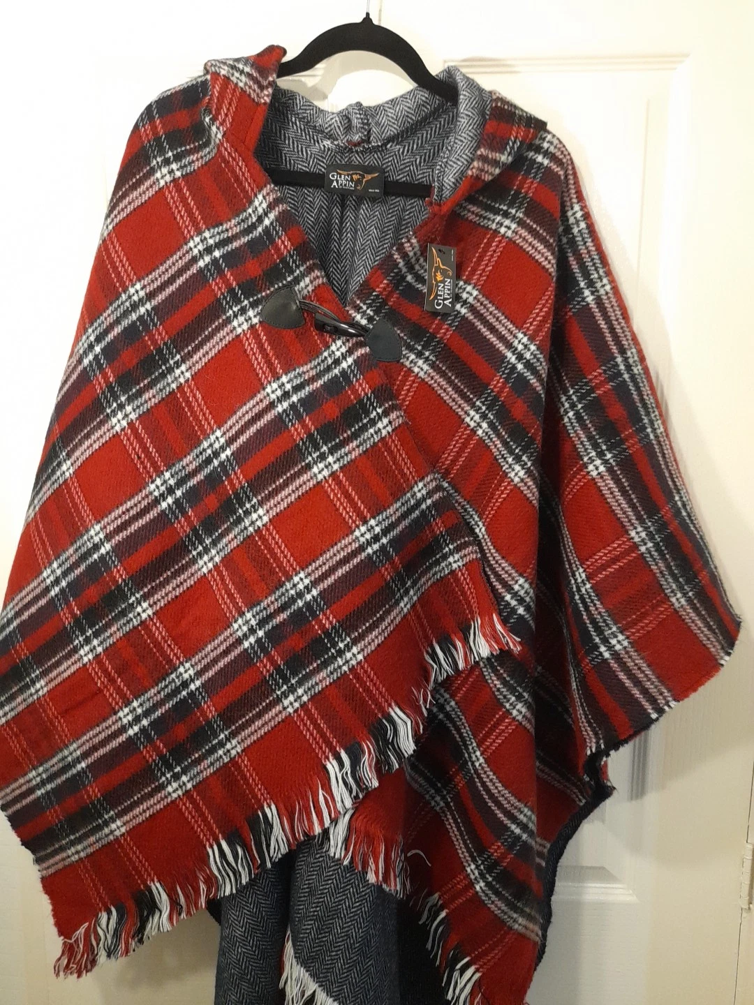 Glen Appin Tartan Design Hooded Poncho Soft Feel Warm Double Sided Traditional