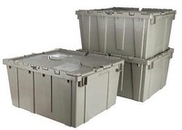 Premium Heavy-duty Attached Lid Containers - Grey - Set Of 3 Premium Heavy-duty Attached Lid Containers - Grey - Set Of 3