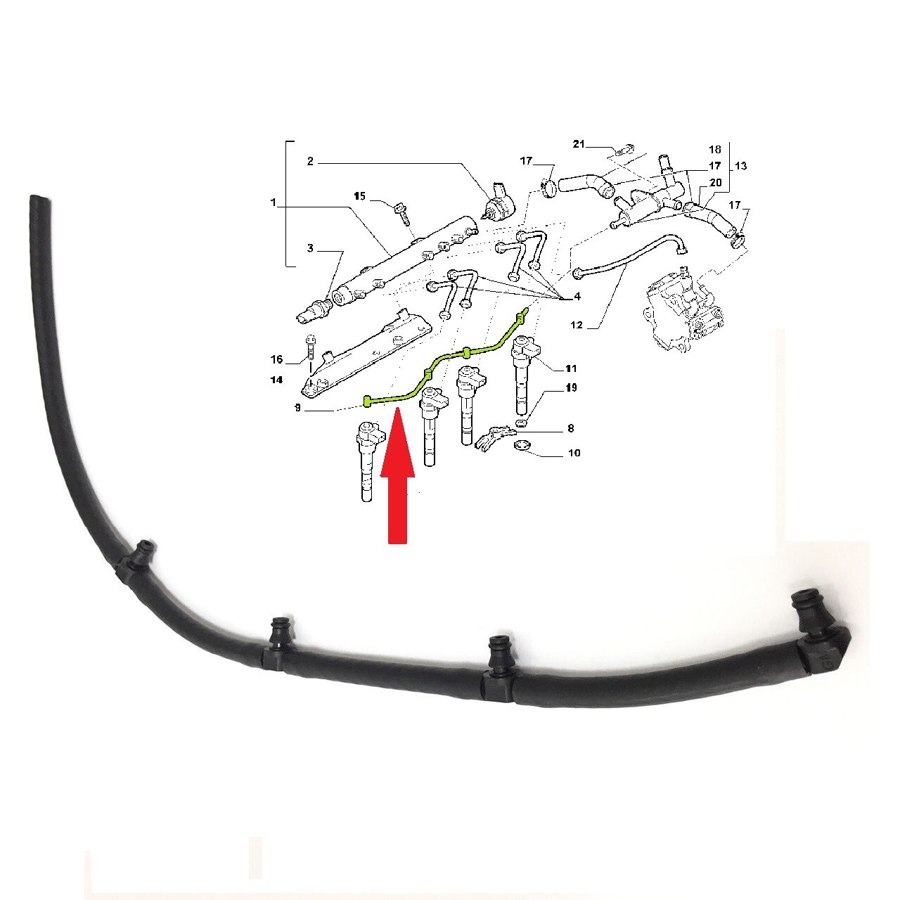 Leak-Off Pipe Fuel Return For Fiat Doblo Panda 500 Linea 1.3 D Multijet 55187666