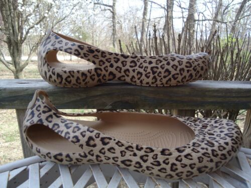 Croc Cheetah Kadee Women 11 Slip On Comfort Shoes Animal Print Ballet Flat
