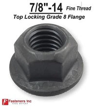 7/8-14 Grade G (Hardened) Flange Locking Nut Black Phos Oil 7/8" Fine Thread