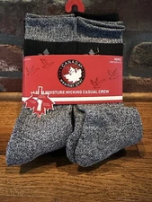 Canada Weather Gear Men’s Moisture Wicking Crew Socks Gray 6 Pair Size 6-12