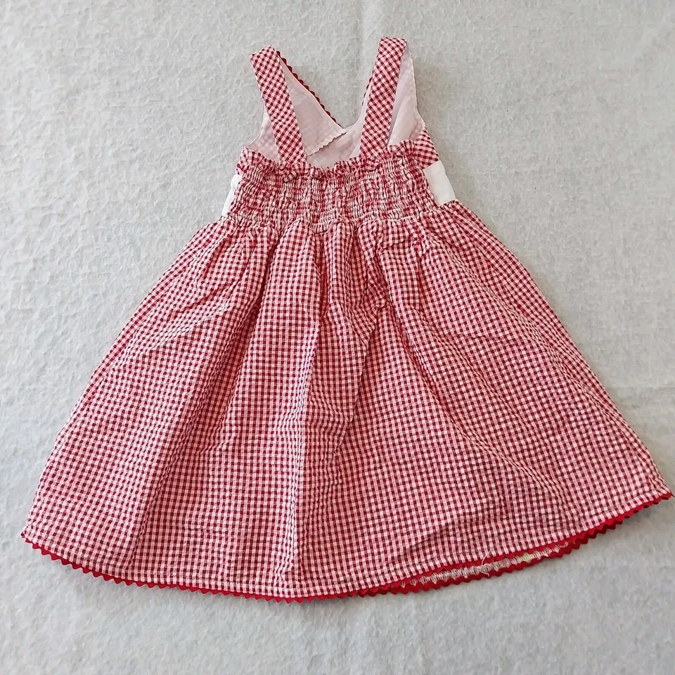 Red Checkered Easter Dress Kidgets Size 2T Flowers - Image 2 of 4
