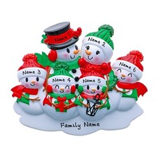 PERSONALIZED Snowman Family - Family of 6 Christmas Ornament Keepsake Gift