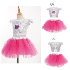 Kids Girls Three-Piece Dance Outfits Elastic Waistband Bowknot Hair Clip