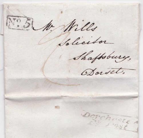 1836 DORCHESTER PENNY POST & No 5 R/H JOHN KEECH TOLLER PORCORUM >SHAFTESBURY