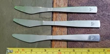 🔎3 MID CENTURY MODERN STYLE AMERICAN AIRLINES STAINLESS LUNCHEON/ MEAL KNIVES 