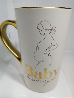 PREGNANT WOMAN MUG.  BABY BREWING MUG. EXPECTANT WOMAN  DECO MUG. B336