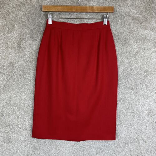 Liz Claiborne Collection Rock Damen 4 rot Wolle Bleistift Reißverschluss hinten gefüttert - 7969*