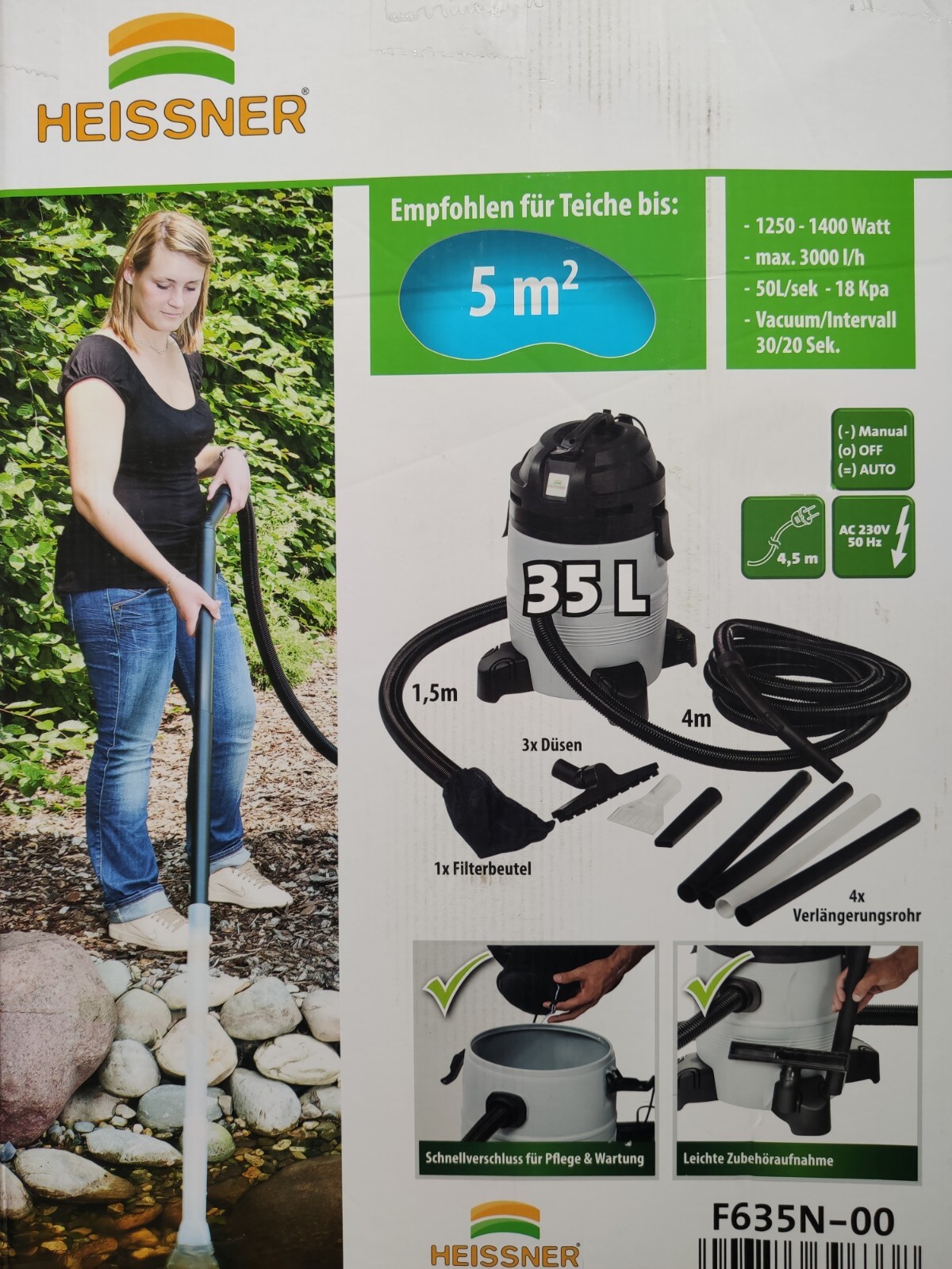 Teichschlammsauger BASIC Heissner F635N00 Gartenteich