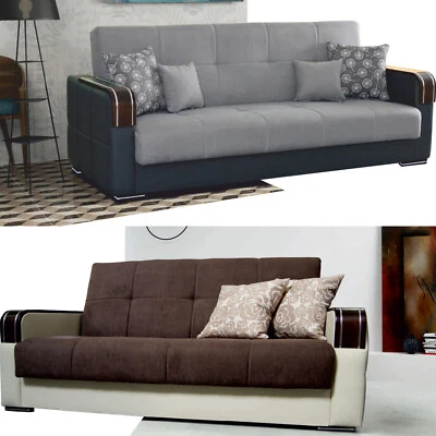 MN FURNITURE Malta 3 or 2 Seater Ottoman Storage Sofa Bed Modern Luxury Bedroom with Cushions