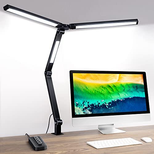 LED Desk Lamp with Clamp, 20W 3 Lights Desk Light for Home Office, 20.0 Watts