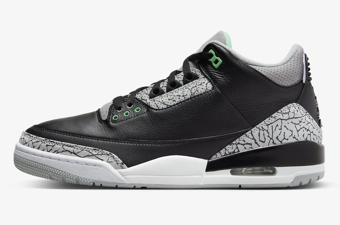 Nike Air Jordan III 3 Retro Green Glow Black Grey CT8532-031 sz 11 Men's