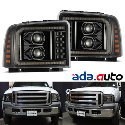 Fit 2005-2007 Ford Super Duty/Excursion LUXX-Series LED Headlights Alpha-Black
