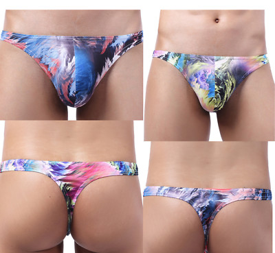 Men's Thong Sexy 2 PACKS Low-rise Colorful Bikini Underwear