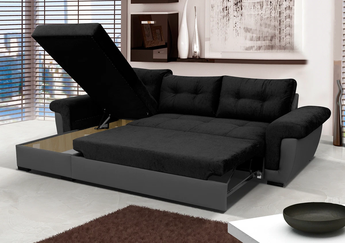 Corner Sofa Bed With Storage Black