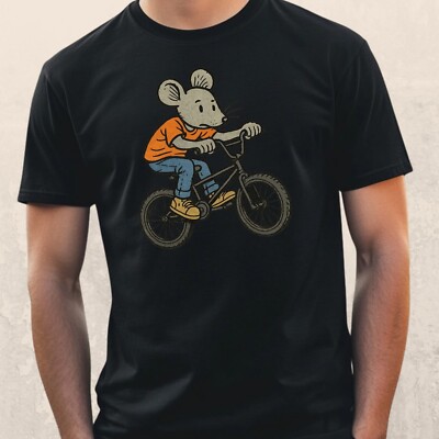 T-Shirt Herren Maus fährt BMX Motiv Baumwolle Größe S bis 5XL