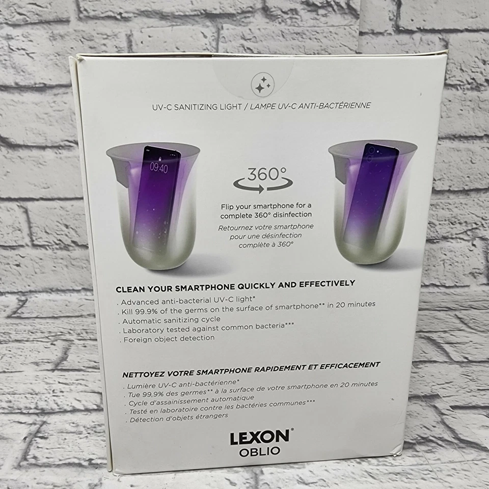 Lexon Oblio Qi Wireless Fast Charging Station w/ UV Sanitizer, 10W (Gold) - Image 3 of 4