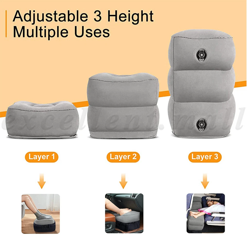 Inflatable Foot Rest Travel Air Pillow Cushion Office Home Leg Footrest Relax OZ - image 4 of 4