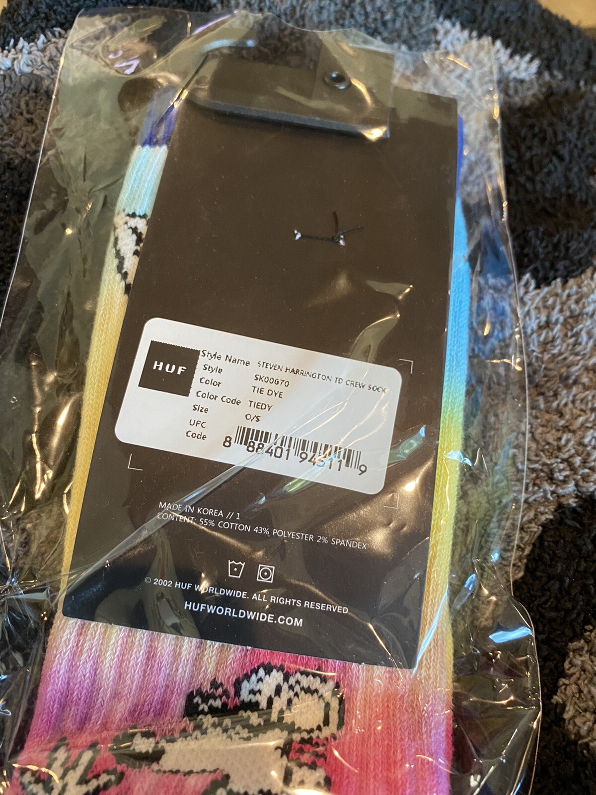 Steve Harrington X HUF Worldwide Tie Dye Crew Socks Sold Out O/S Limited image 5