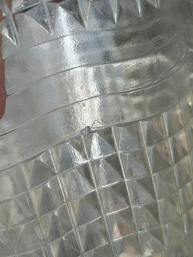 VINTAGE 1930s ART DECO geometric pattern clear glass jug lemonade water 1 litre - Picture 6 of 13