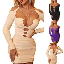 Mini Dress Bodycon Winter Women Autumn Daily Fashion Female Hollow Out