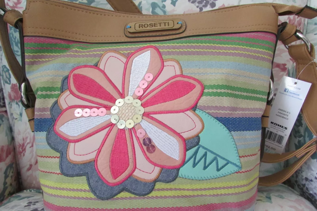 ROSETTI HANDBAG KOHLS CROSSBODY FABRIC FLOWERW SEQUINES MULTICOLOR