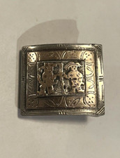 Vintage Sterling Silver Gold Accent Square Belt Buckle