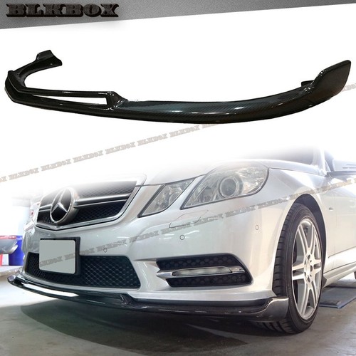 FRP w/ Carbon Fiber BS Front Lip For 10-13 W212 E-Class Sport-Sedan AMG Bumper - Picture 2 of 3