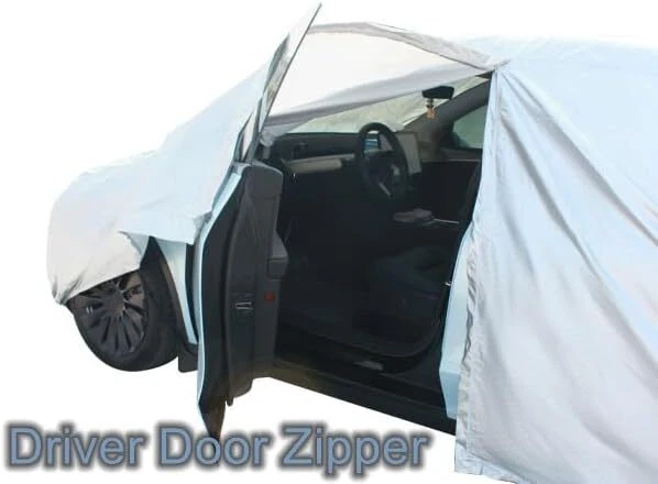 Full Car Cover for 160-172 inches Hatchback Waterproof All Weather Door Zipper Foto 4 de 4