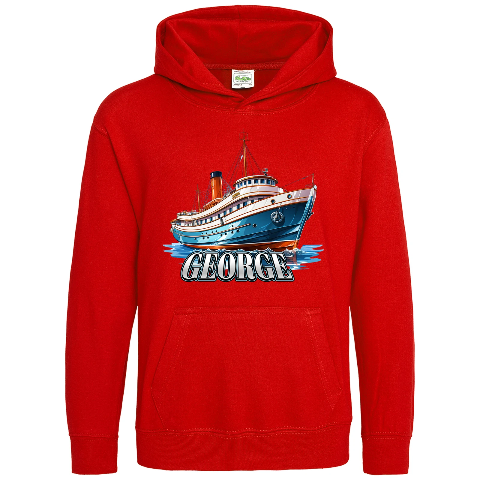 VETEMENTS Felpa con Cappuccio Nave da Crociera Personalizzata per Ragazzi Regalo Ragazzo Nome Personalizzato Natale Bi...