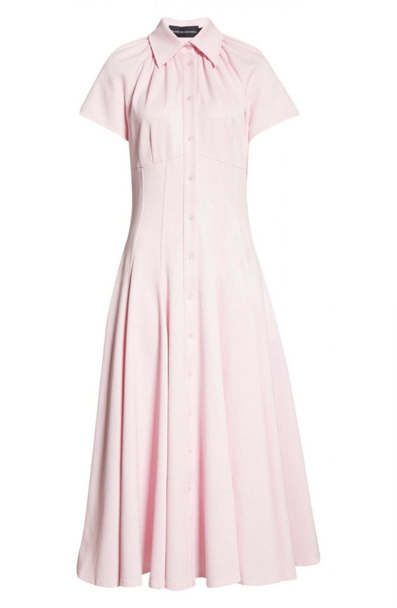 New BRANDON MAXWELL Pique Midi Shirt Dress Pink, Size - Main Image