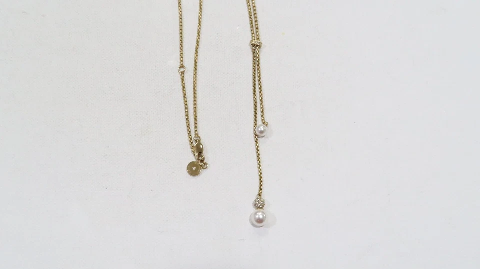 Collar Michael Kors Perla Blanca Oro Amarillo Cristales Pavé MKJ6311710 NUEVO SIN ETIQUETAS Foto 4 de 4