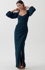 Chancery Corazon Dress Size AU10 US6 NWT Emerald Maxi Evening Gown Long Sleeve