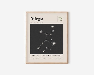 Virgo Star Constellation Art Print Zodiac Wall Neutral Decor Poster Unframed