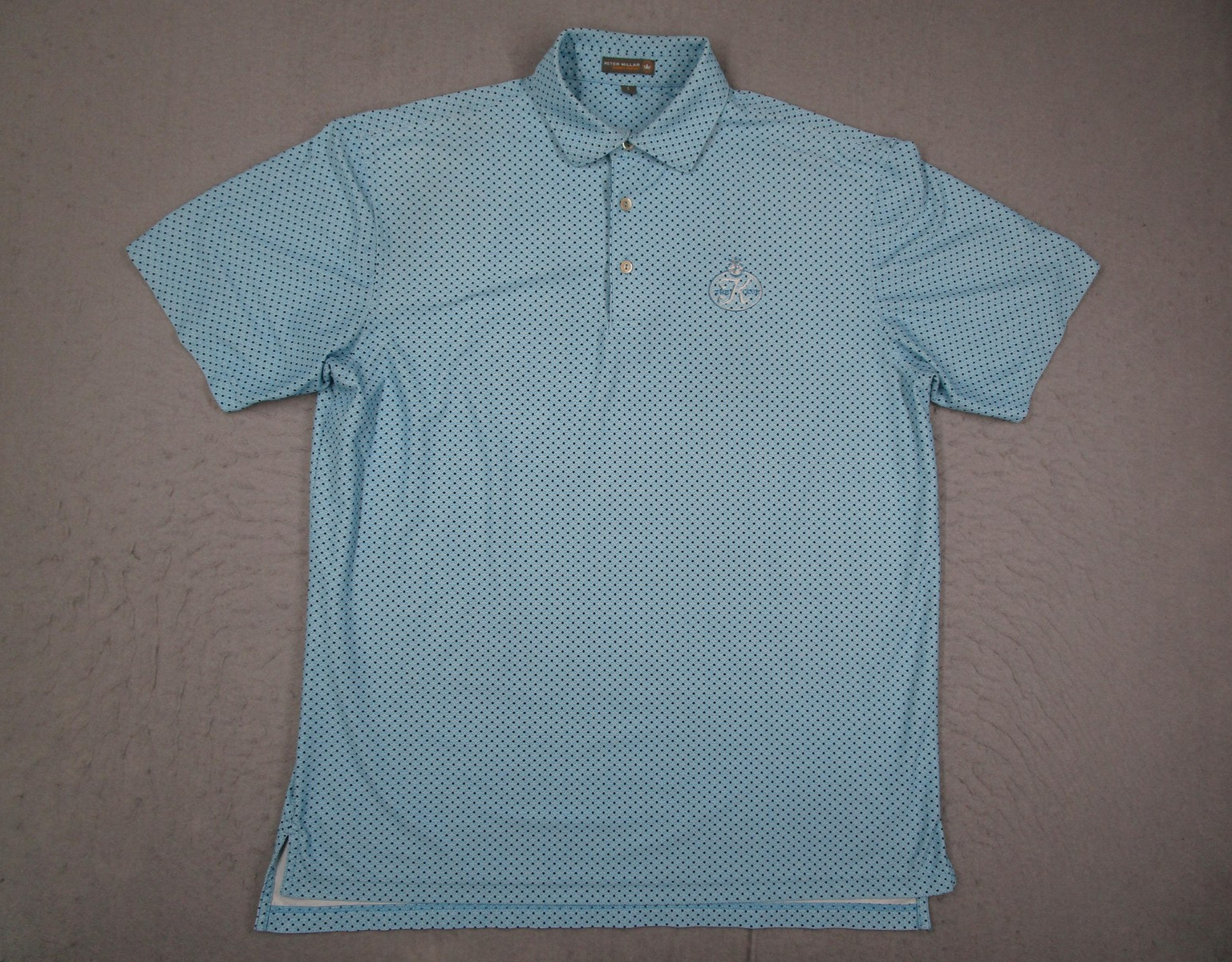 Peter Millar Polo Shirt Mens Large Blue Summer Comfort K Club Geometric Golf