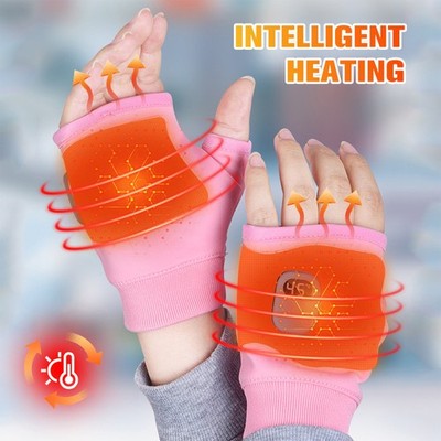Smart Fingerless Heated Gloves Electric Heated Half Finger for Outdoor Hiking 
