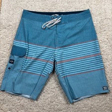 Billabong Recycler All Day Pro Board Shorts Mens 31 Blue Striped Swim Trunks
