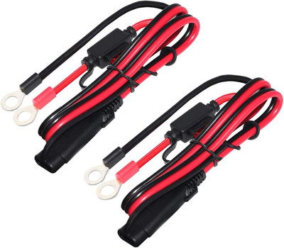 2x SAE Anschlusskabel 12V, O-Ring Terminal 10A Sicherung Motorrad/Auto/Traktor